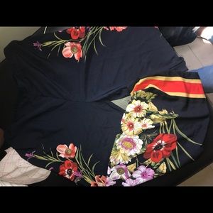 Wide leg flare floral pants